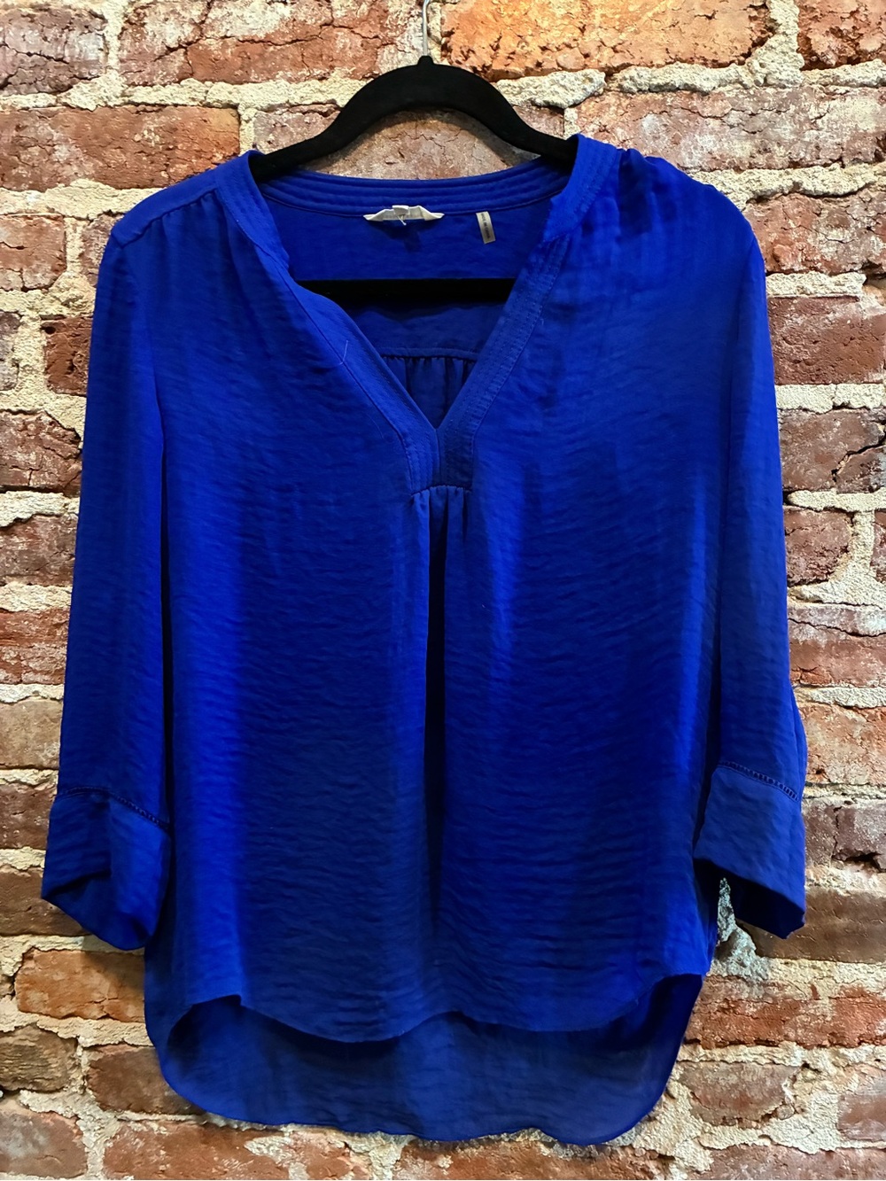 Rebecca Taylor Cobalt Blue V-Neck Peasant Blouse